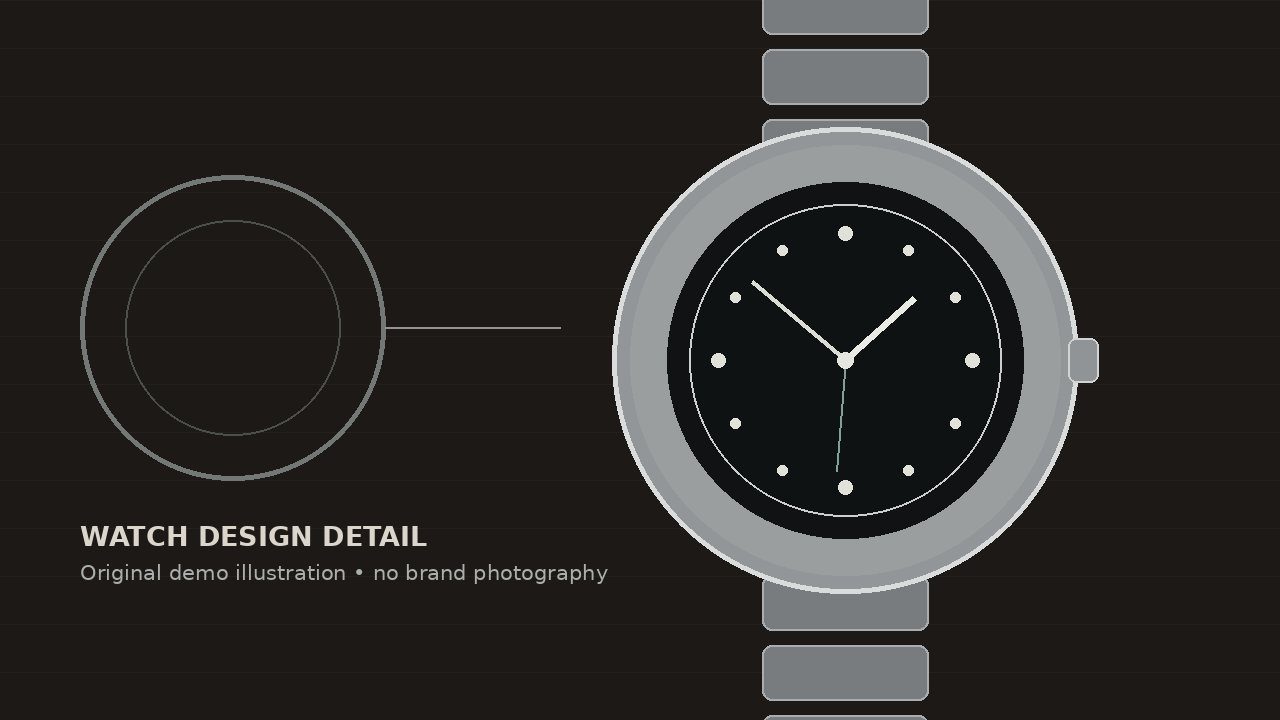 Watch-design detail illustration created for this demo article.