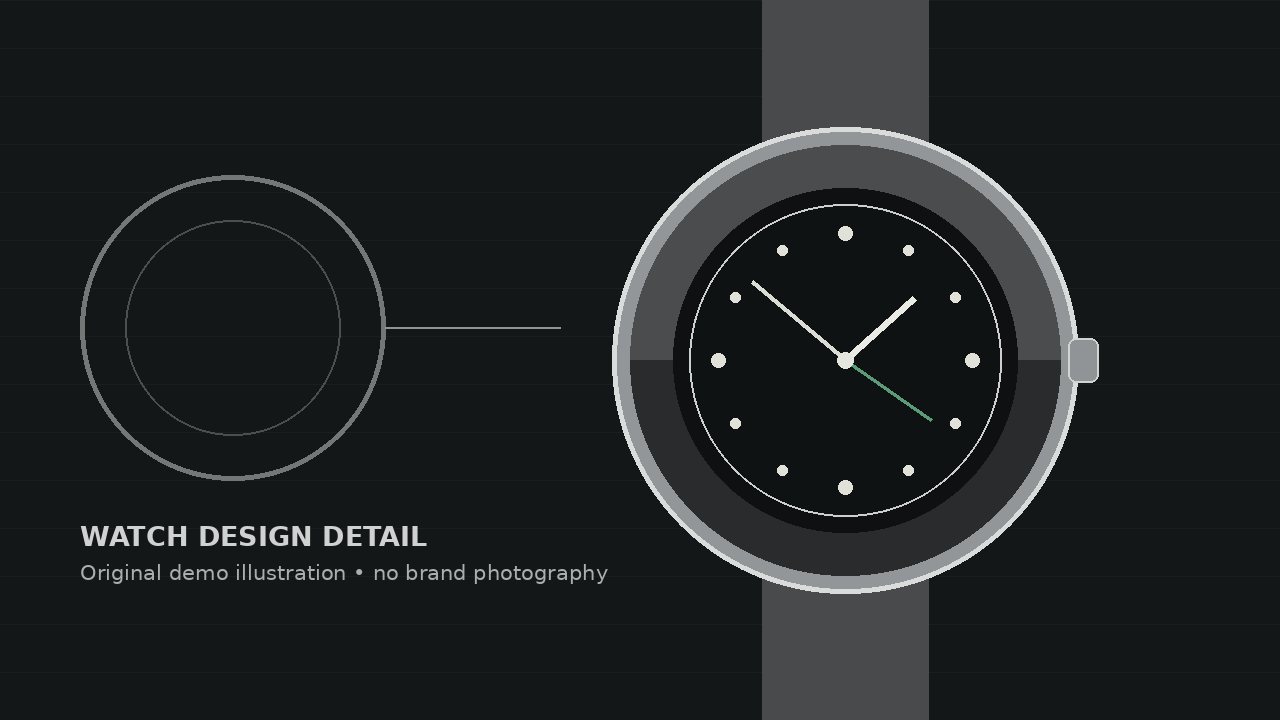 Watch-design detail illustration created for this demo article.
