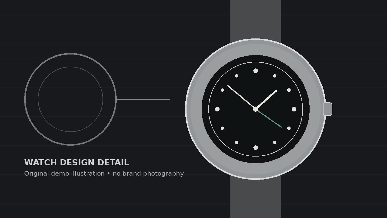 Watch-design detail illustration created for this demo article.