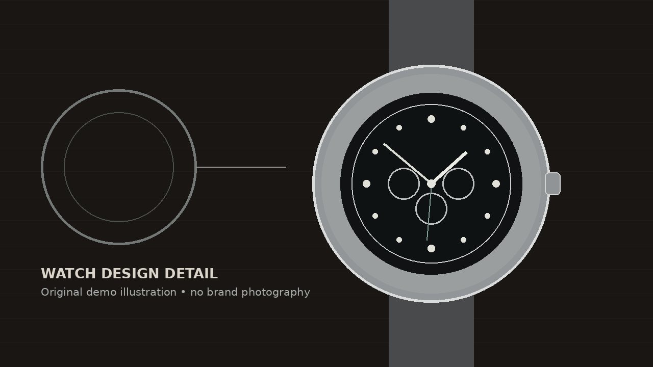 Watch-design detail illustration created for this demo article.