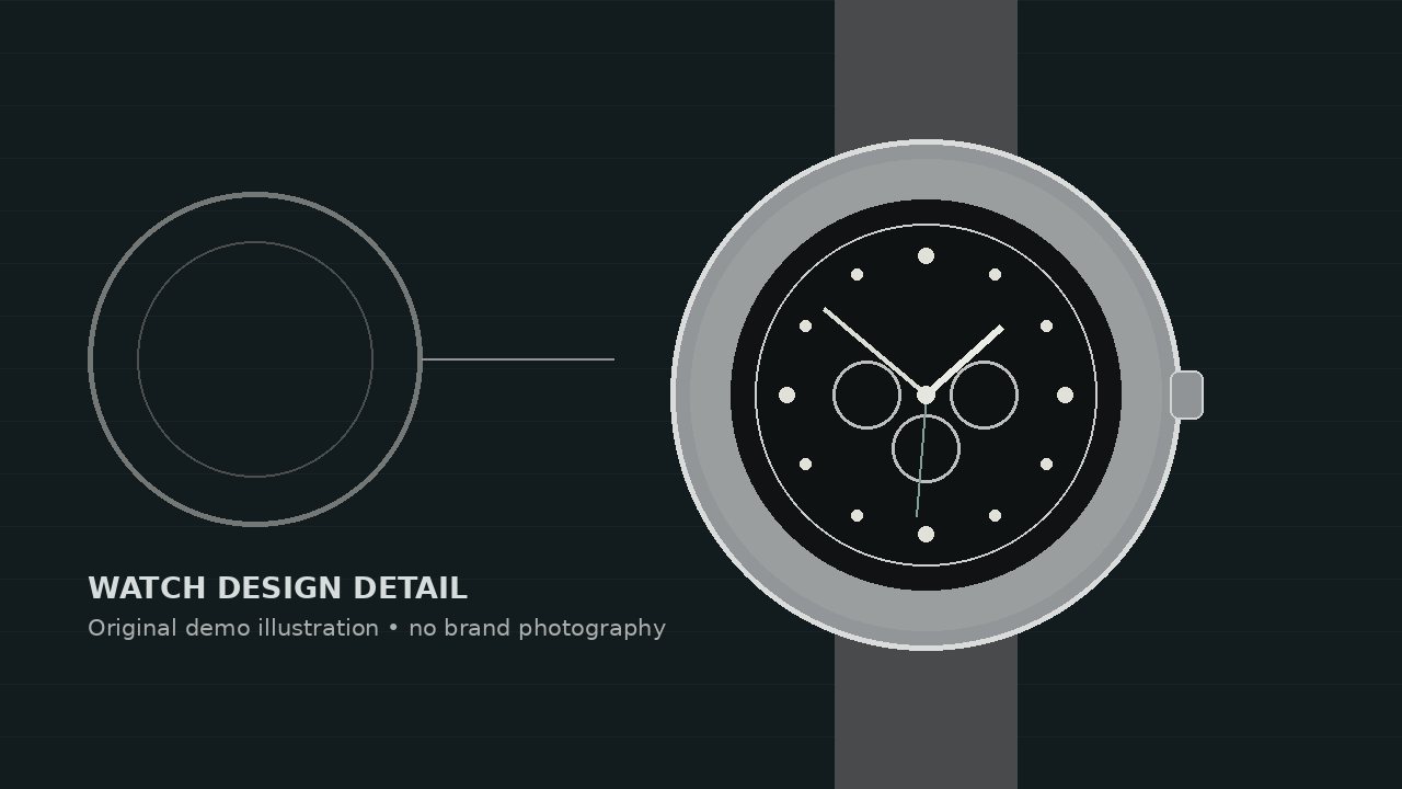 Watch-design detail illustration created for this demo article.