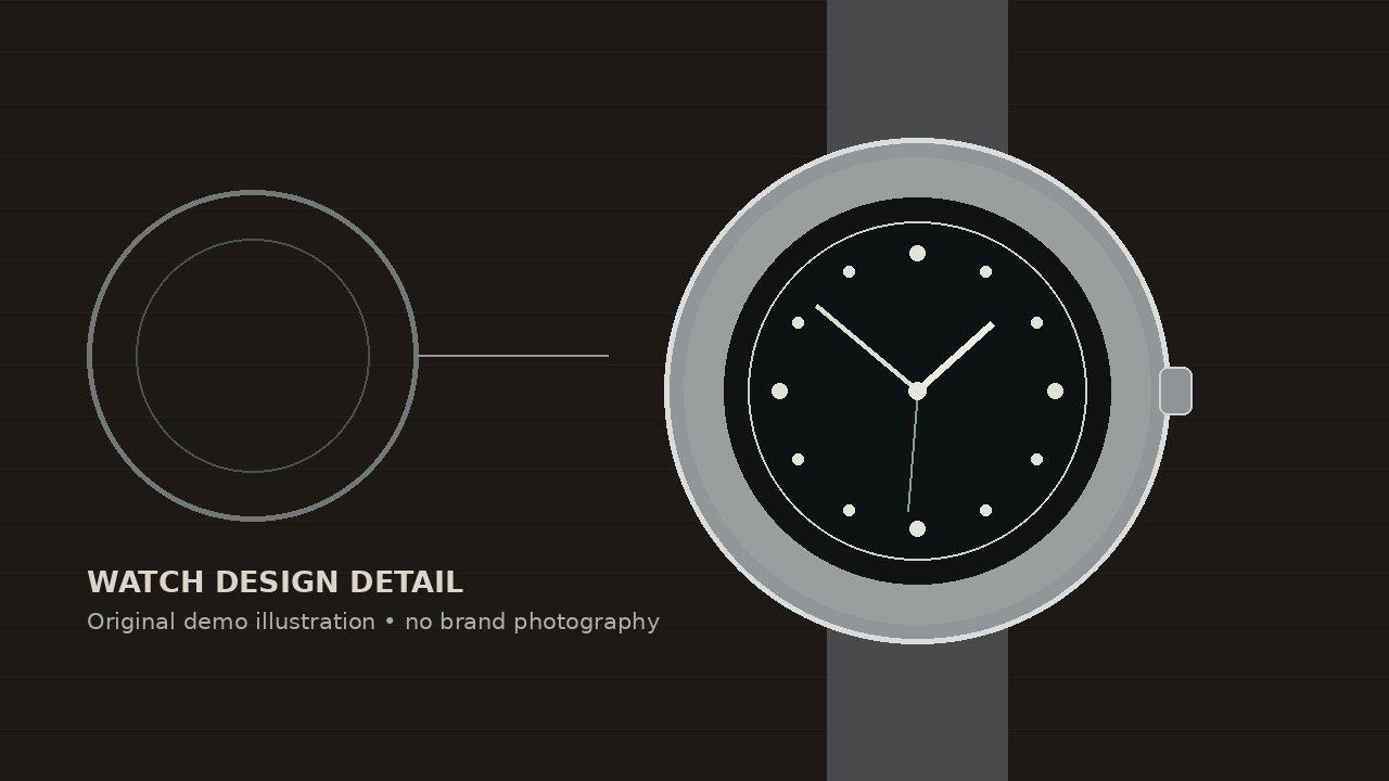 Watch-design detail illustration created for this demo article.