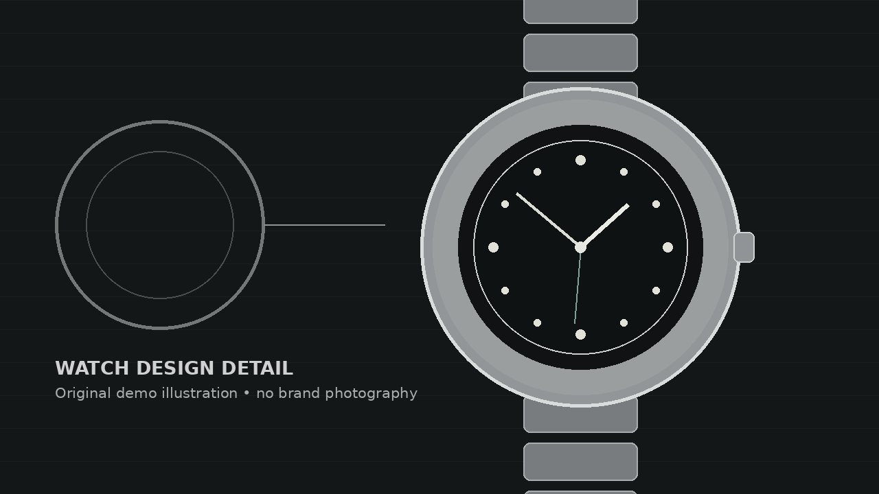 Watch-design detail illustration created for this demo article.