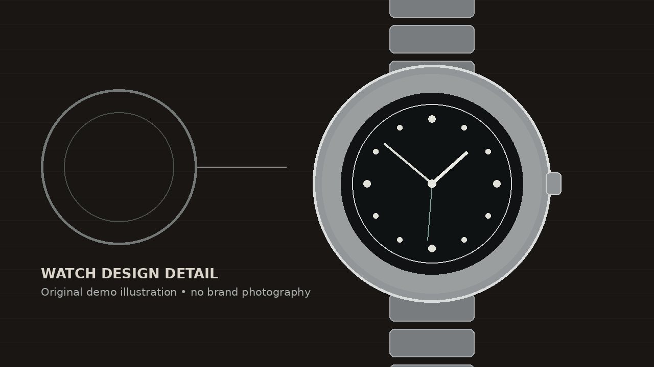 Watch-design detail illustration created for this demo article.