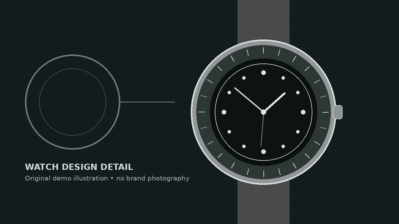 Watch-design detail illustration created for this demo article.