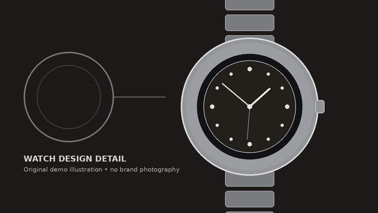 Watch-design detail illustration created for this demo article.
