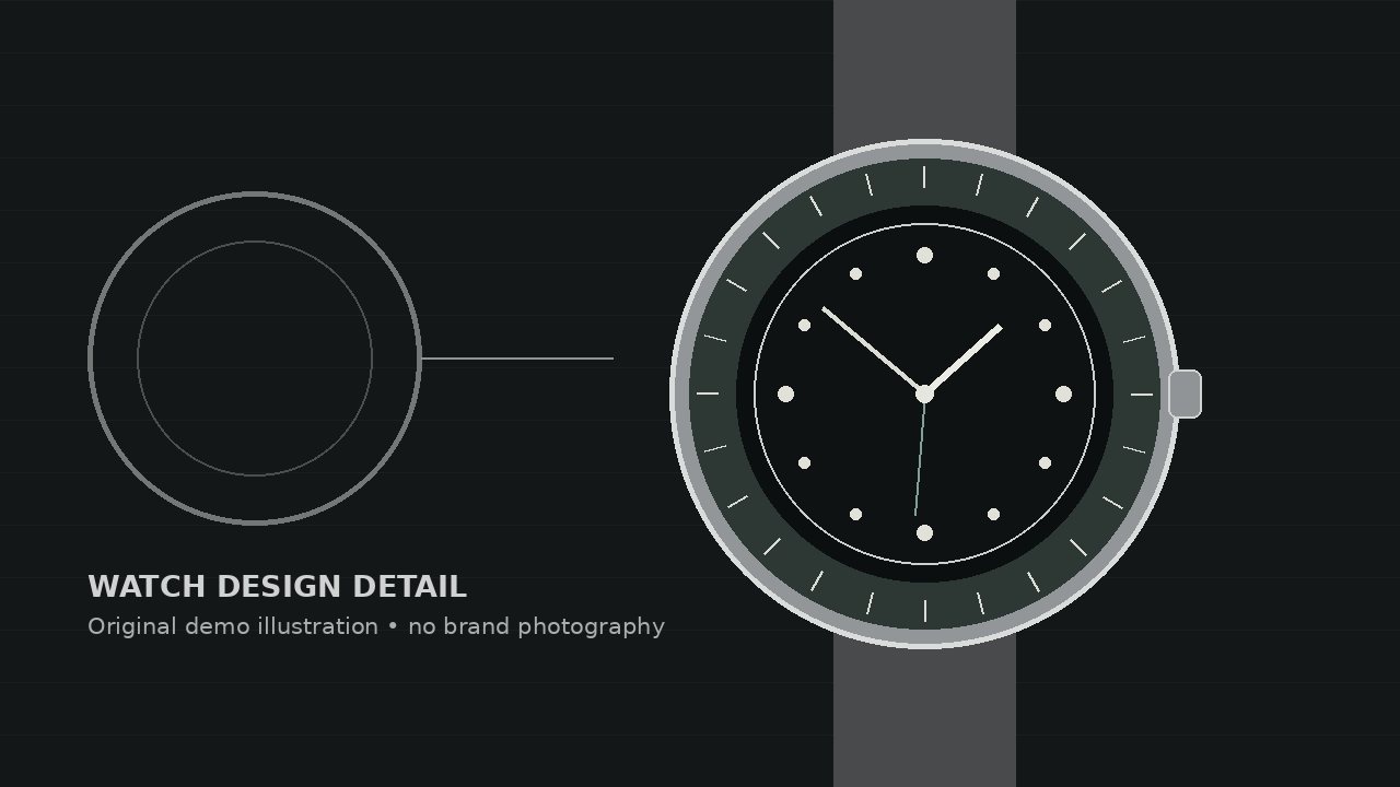 Watch-design detail illustration created for this demo article.