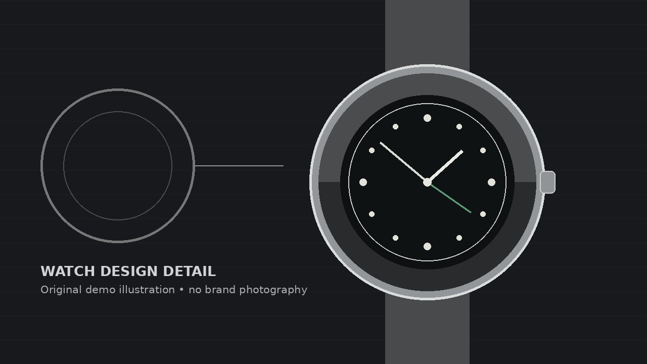Watch-design detail illustration created for this demo article.