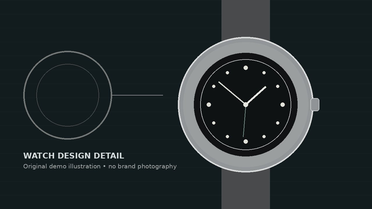 Watch-design detail illustration created for this demo article.