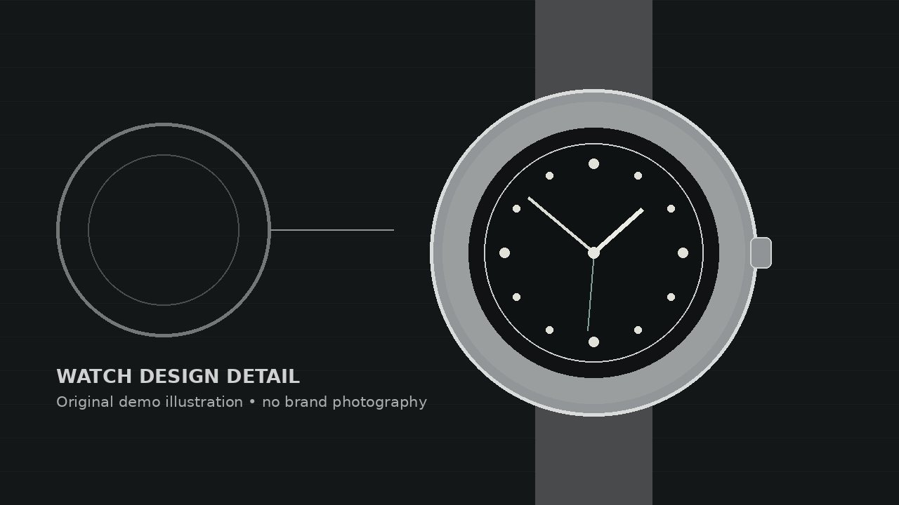 Watch-design detail illustration created for this demo article.