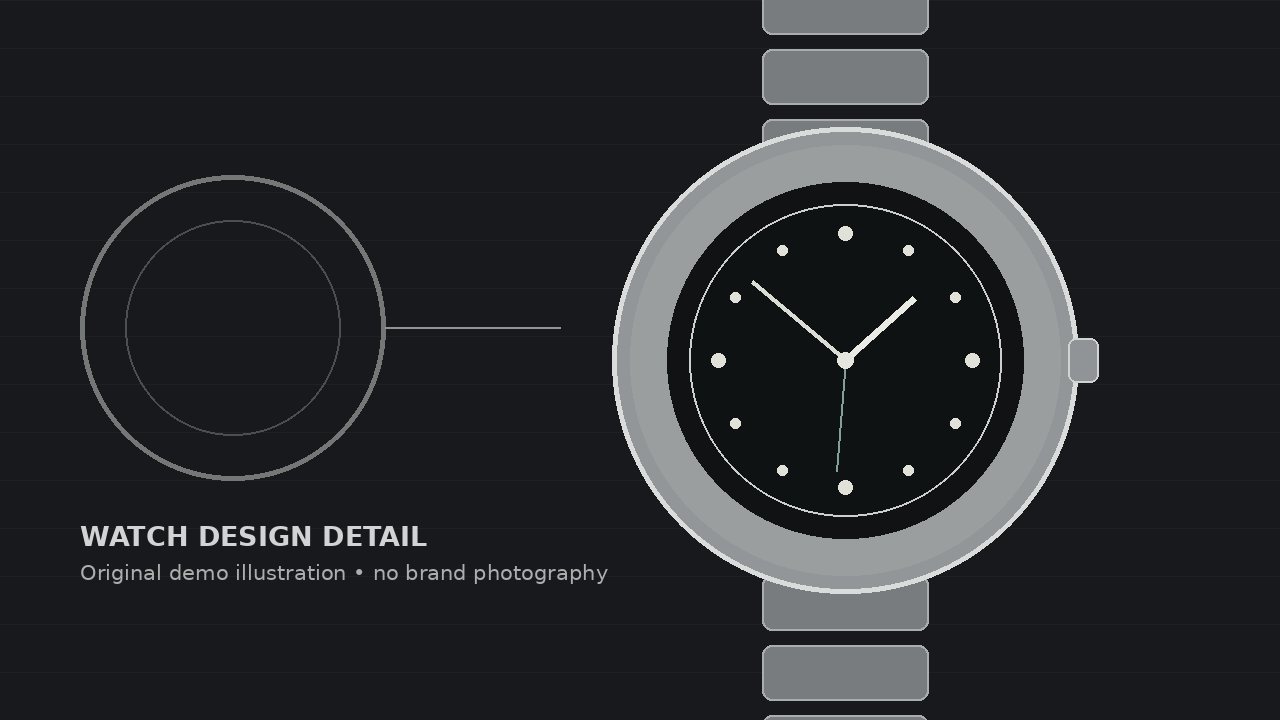 Watch-design detail illustration created for this demo article.