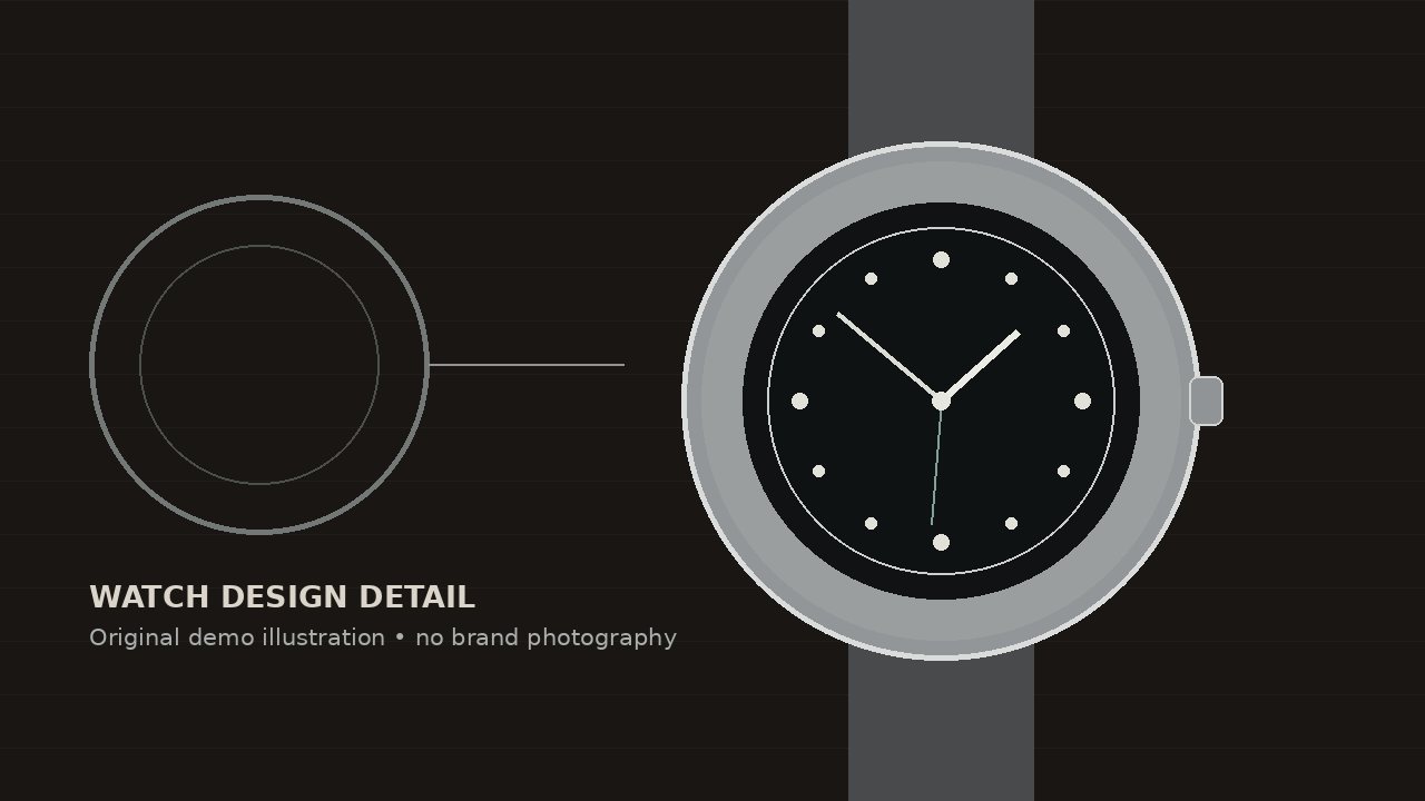 Watch-design detail illustration created for this demo article.