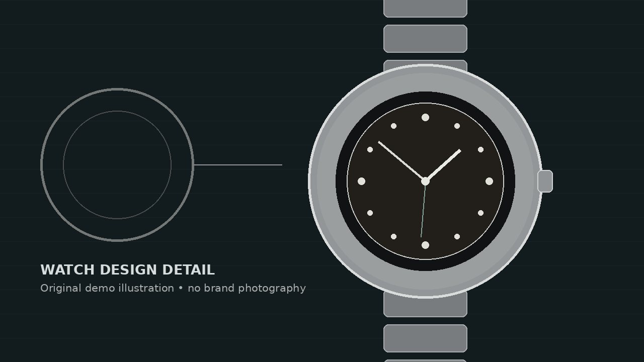 Watch-design detail illustration created for this demo article.
