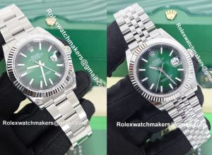 Rolex Datejust green ombre dial super clone watch with white gold fluted bezel made by VS factory